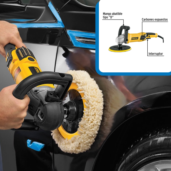 Pulidora rotativa 7", 1200W, con accesorios, PRETUL - Imagen 2
