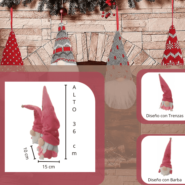 Gnomos NavideƱos Artesanales: Figura Decorativa GNOME con Barba o Trenzas | Varios Colores - Imagen 4